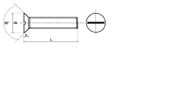 Vis à métaux tête fraisée fendue PA 6,6 naturel - 6 x 40 mm- Vendu par 200 – Image 2