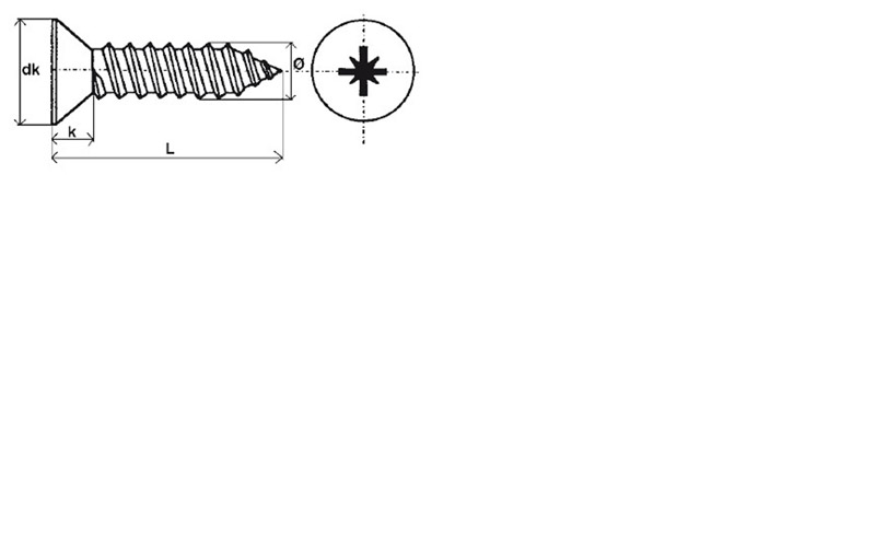 Vis à tôle tête fraisée Pozidriv® Inox A4 - 5,5 x 31,7 mm- Vendu par 200 – Image 2