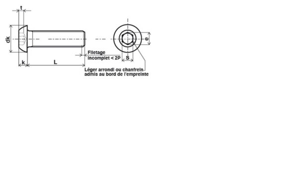 Vis tête bombée six pans creux (BHC) classe 10.9 Zingué dégazé - 3 x 25 mm- Vendu par 200 – Image 2