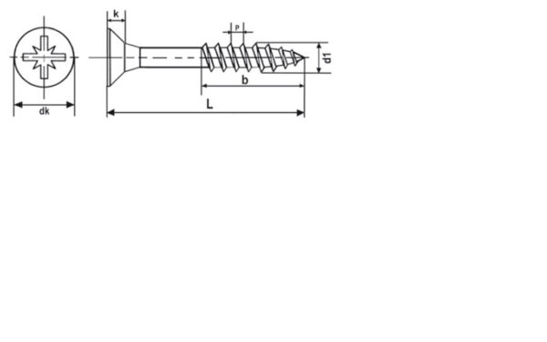 Vis pour panneaux agglomérés tête fraisée Pozidriv® filetage partiel Zingué - 4,5 x 60 mm- Vendu par 250 – Image 2