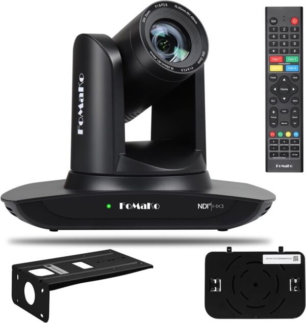 FoMaKo Caméra NDI, caméra HDMI PTZ à suivi automatique AI, zoom optique 20x LAN USB3.0, caméra HDMI pour les services religieux, l'éducation au culte, PoE 1080P60 (prise en charge NDI 6 et NDI HX3) FMK20UH NDI-B (noir) - FMK20UH NDI-B