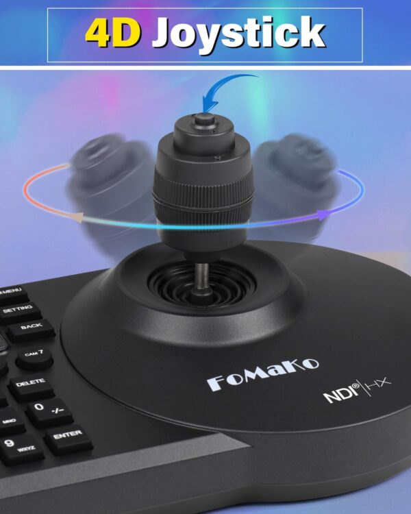 FoMaKo Contrôleur de caméra NDI PTZ 3" LCD d'aperçu, clavier de contrôleur de caméra NDI avec joystick 4D pour Church Live (licence NDI incluse) KC608N - KC608N – Image 5
