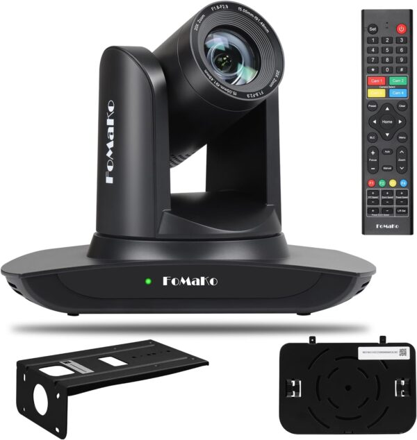 Caméra PTZ HDMI FoMaKo AI à suivi automatique, zoom optique 20x, caméra IP USB 3.0 HDMI pour services religieux, culte, éducation, PoE 1080P60 FMK12UH Pro(20x)-B Noir - FMK12UH Pro(20x)-B