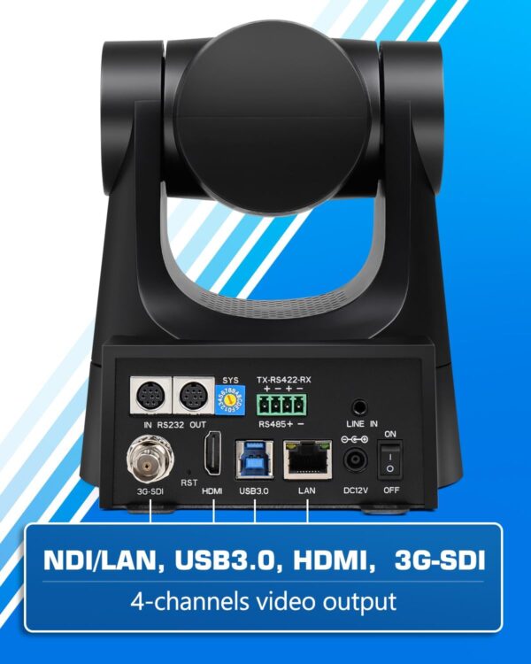Caméra PTZ FoMaKo NDI (certifiée NDI 6 et NDI HX3), suivi automatique par IA, zoom optique 20x, PoE, HDMI, pour le culte, contrôleur PTZ, BN202 (pack PTZ KN20Ax2 + KC608) - BN202 – Image 3