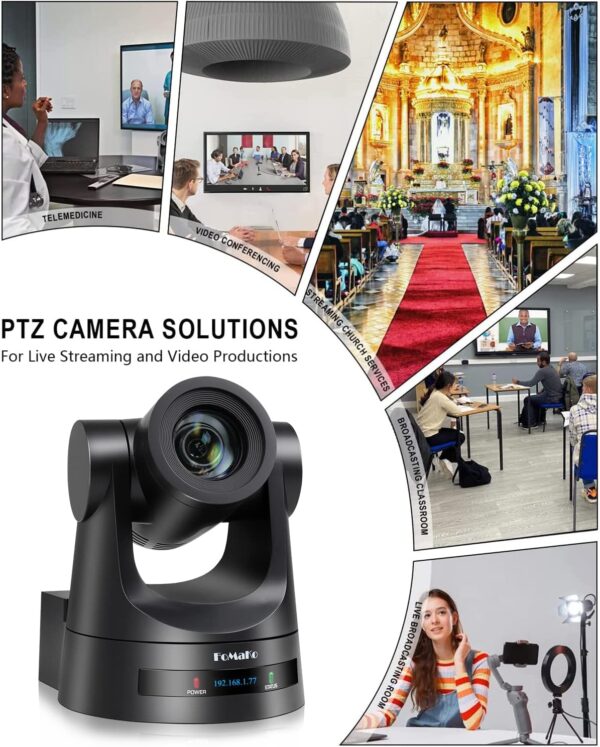 Caméra PTZ FoMaKo, zoom optique 20x, suivi automatique par IA, PoE HDMI, pour le culte, contrôleur de caméra PTZ (ensemble PTZ BH201 FMK20SDI + KC608) - BH201 – Image 5