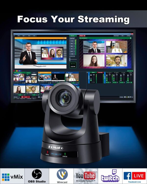 Caméra PTZ FoMaKo, zoom optique 20x, suivi automatique par IA, PoE HDMI, pour le culte, contrôleur de caméra PTZ (ensemble PTZ BH201 FMK20SDI + KC608) - BH201 – Image 3