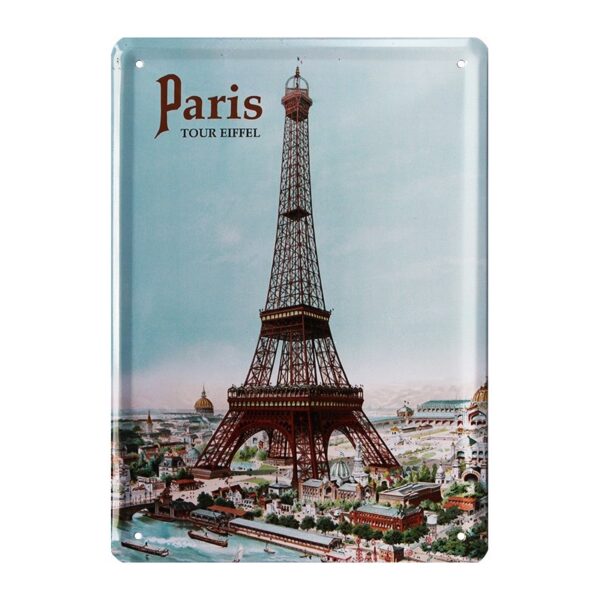Plaque métal publicitaire 15x21cm plate : Paris, Tour Eiffel