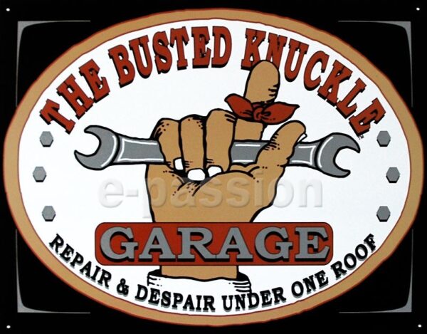 Plaque métal publicitaire 30 x 40 cm : The Busted Knucle Garage – Image 2