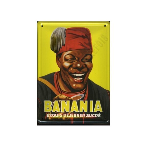 Plaque métal publicitaire 15x21cm plate : Banania Exquis Déjeuner Sucré.