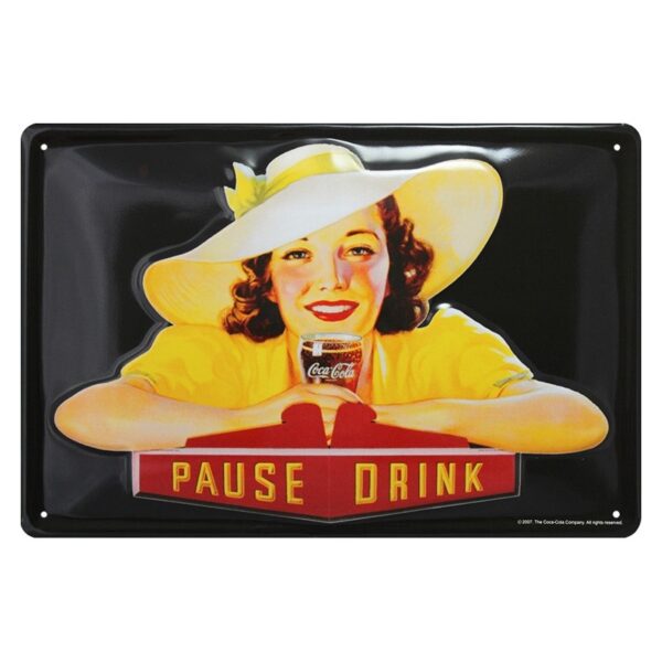 Plaque métal publicitaire 20x30cm bombée en relief : Girl Coca cola.