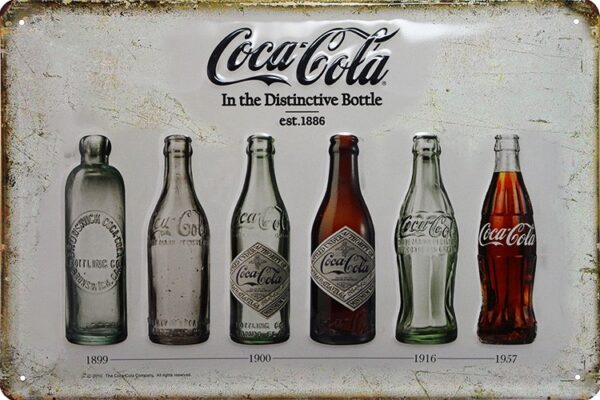 Plaque métal publicitaire 20 x 30 cm bombée en relief : Bouteilles Coca Cola – Image 2