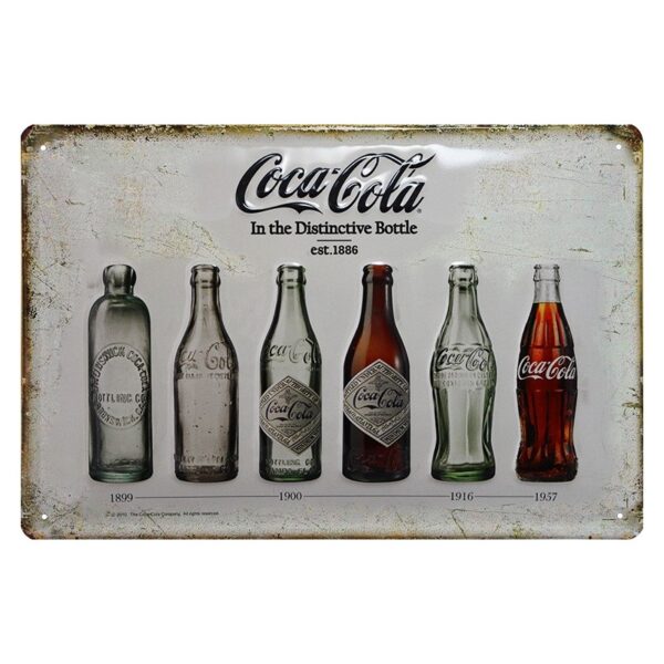 Plaque métal publicitaire 20 x 30 cm bombée en relief : Bouteilles Coca Cola