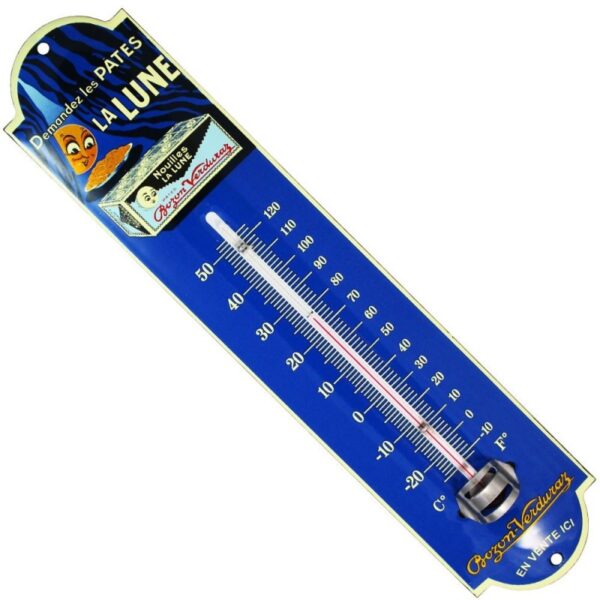 Thermomètre émaillé bombé hauteur 30cm : PÂTES LA LUNE