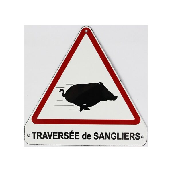 Plaque émaillée humoristique : TRAVERSÉE DE SANGLIERS