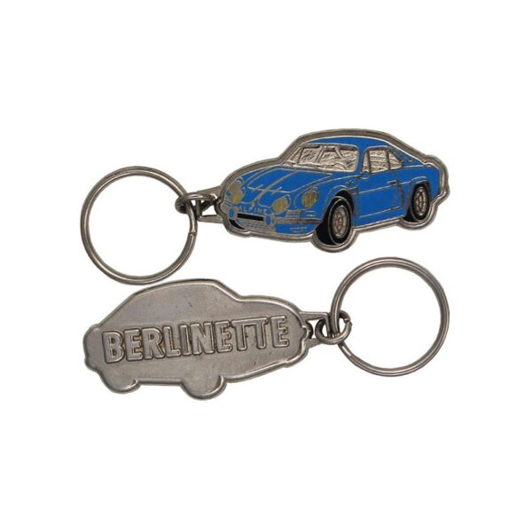 Porte-clés émaillé chromé Renault Alpine A310 bleue.