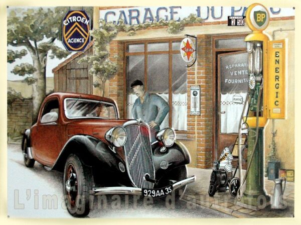 plaque métal publicitaire 30x40cm plate en relief : Citroën traction – Image 2