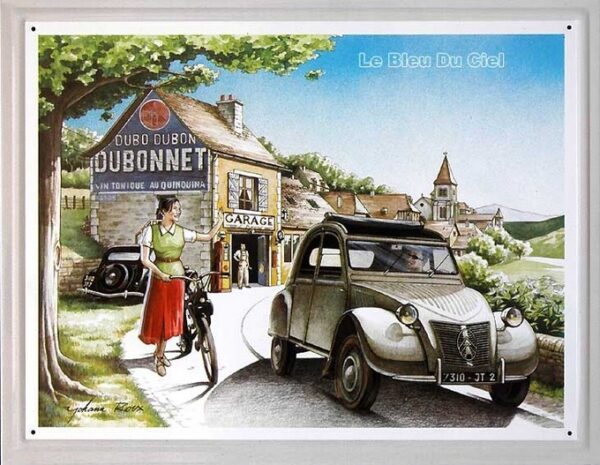 plaque métal publicitaire 30x40cm relief : Citroën 2cv Dubonnet – Image 2