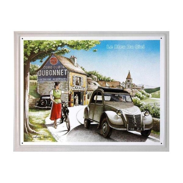 plaque métal publicitaire 30x40cm relief : Citroën 2cv Dubonnet
