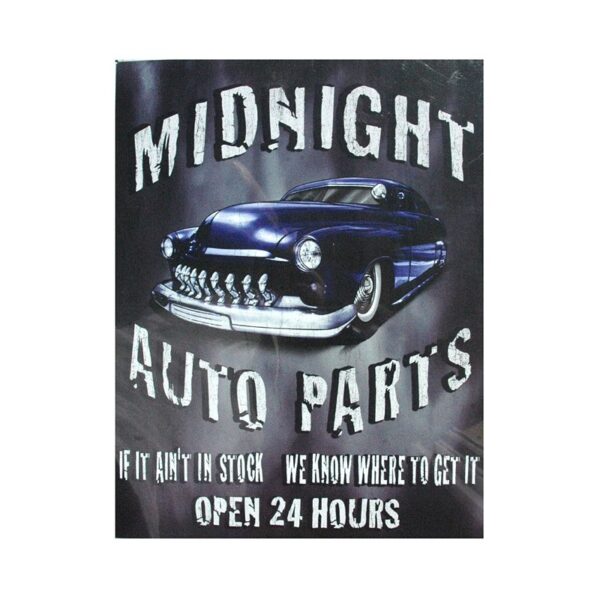 Plaque métal publicitaire 30x40cm plate : MIDNIGHT AUTO PARTS.
