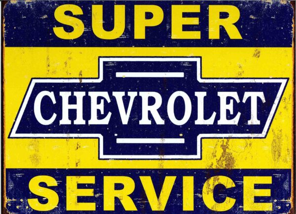Plaque métal publicitaire 30x40cm plate : SUPER CHEVROLET SERVICE. – Image 2