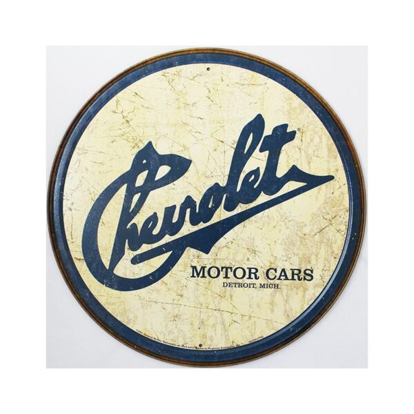 Plaque métal publicitaire diamètre 30 cm plate : CHEVROLET VINTAGE.