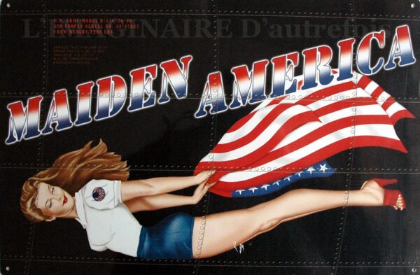 Plaque métal publicitaire 30x40cm plate : MAIDEN AMERICA. – Image 2