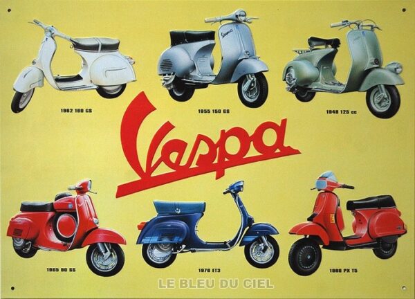 Plaque métal publicitaire 30x40cm plate en relief : VESPA 1948-1986. – Image 2