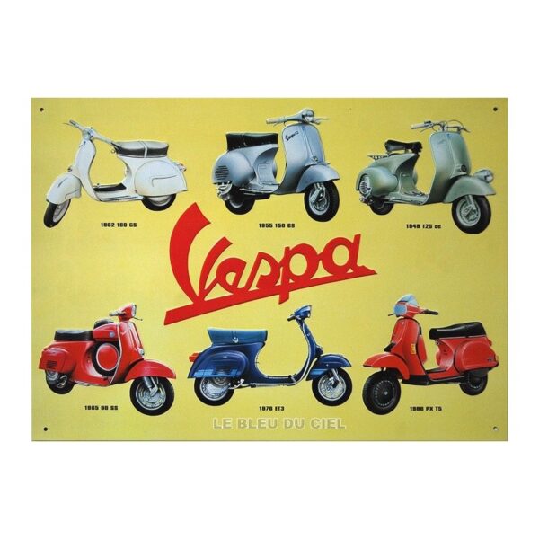 Plaque métal publicitaire 30x40cm plate en relief : VESPA 1948-1986.
