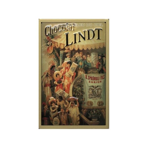 Plaque métal publicitaire 20x30cm bombée en relief : Chocolat LINDT