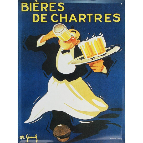 Plaque métal publicitaire 30x40cm plate : Bières de Chartres