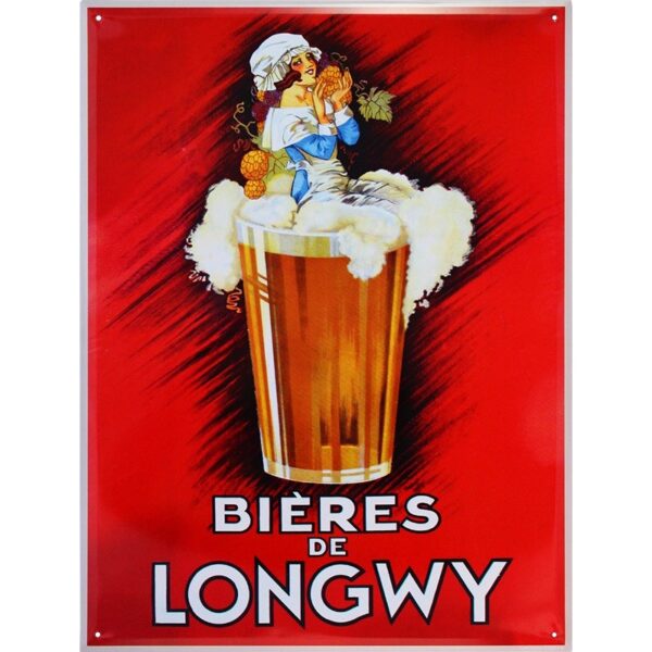 Plaque métal publicitaire 30x40cm plate : Bières de Longwy