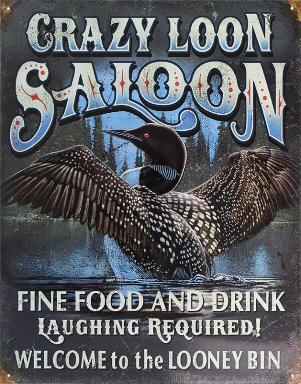 Plaque métal publicitaire 30x40cm plate : CRAZY LOON SALOON. – Image 2