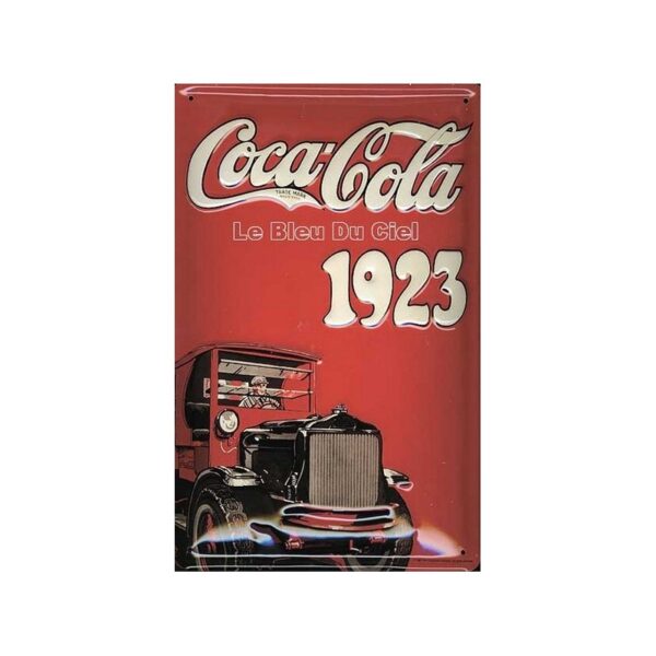 Plaque métal publicitaire 20x30cm bombée en relief : COCA-COLA 1923