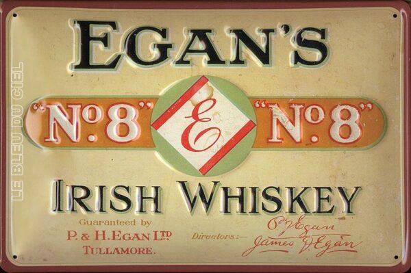 Plaque métal publicitaire 20x30cm bombée en relief : EGAN'S IRISH WHISKEY. – Image 2