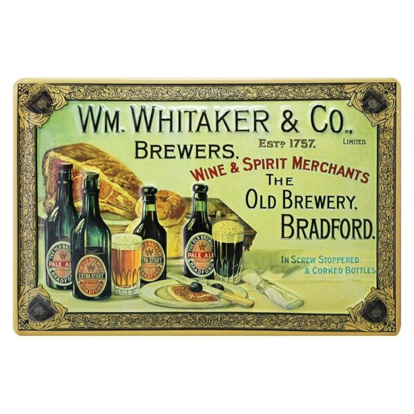 Plaque métal publicitaire 20x30cm bombée en relief : WM. WHITAKER & Co.