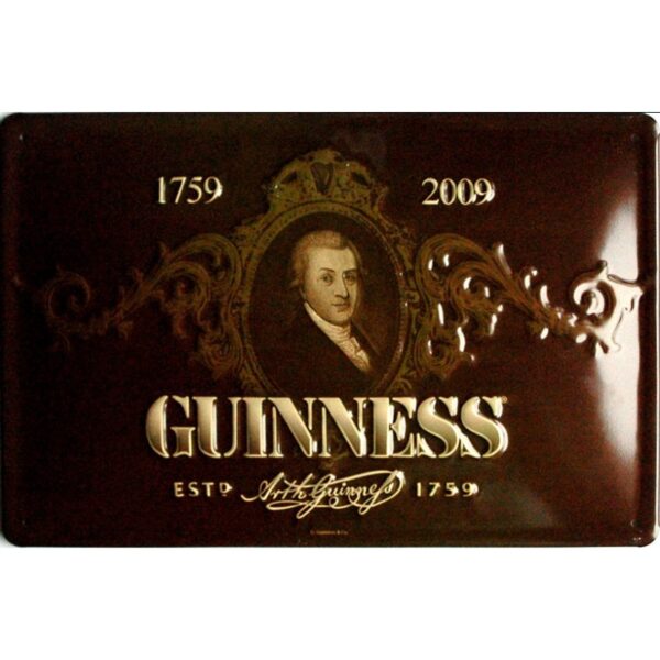 Plaque métal publicitaire 20x30cm bombée en relief : GUINNESS 1759-2009
