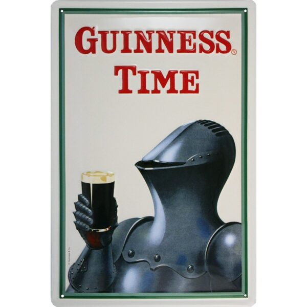 Plaque métal publicitaire 20x30cm bombée en relief : GUINNESS ARMURE