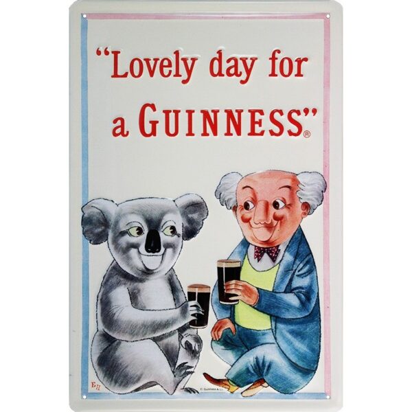 Plaque métal publicitaire 20x30cm bombée en relief : GUINNESS KOALA