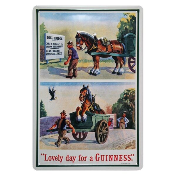 Plaque métal publicitaire 20x30cm bombée en relief : GUINNESS CHEVAL.