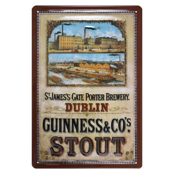 Plaque métal publicitaire 20x30cm bombée en relief : GUINNESS & CO's STOUT