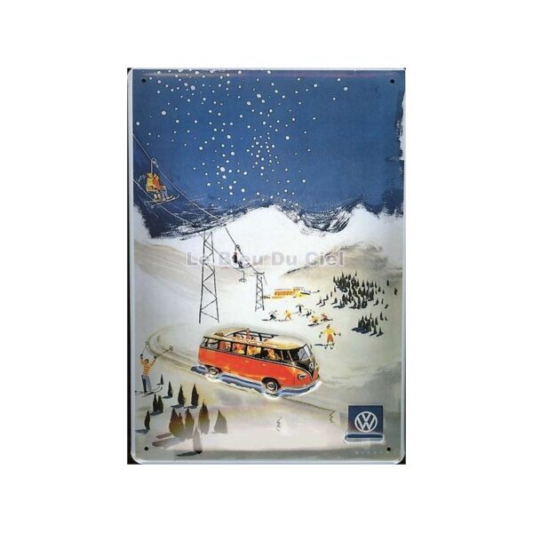 Plaque métal publicitaire 20x30cm bombée en relief : COMBI sport d'hiver