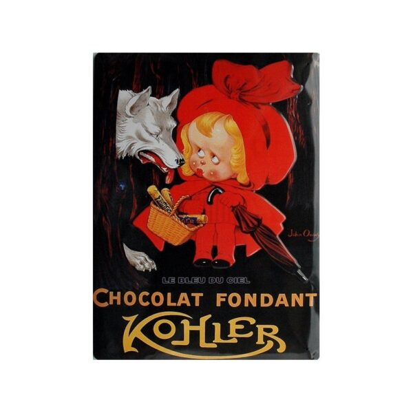 Plaque métal publicitaire 30x40cm bombée : CHOCOLAT FONDANT KOHLER