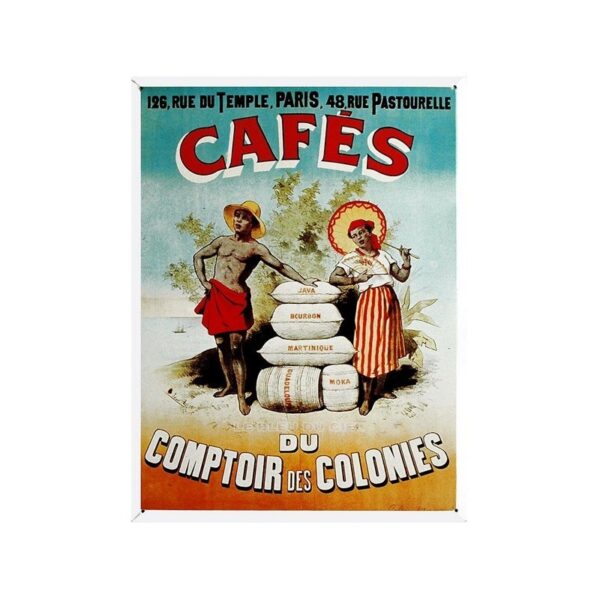 Plaque métal publicitaire 30x40cm plate : CAFÉ DU COMPTOIR DES COLONIES