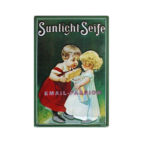 Plaque métal publicitaire 20x30cm bombée en relief : SUNLIGHT SEIFE
