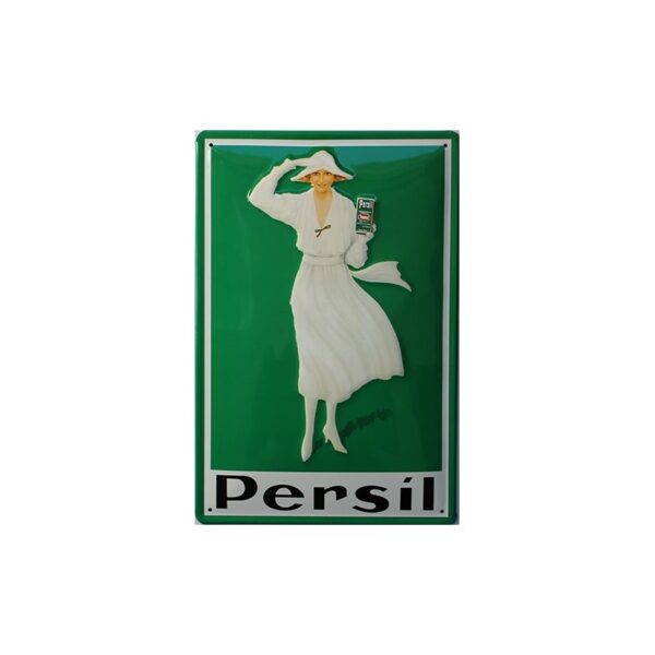 Plaque métal publicitaire 20x30cm bombée en relief : LESSIVE PERSIL.