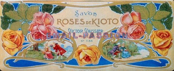 Plaque métal publicitaire 17,5x45 cm plate : SAVON ROSES DE KYOTO – Image 2