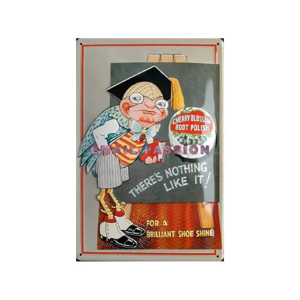 Plaque métal publicitaire 20x30cm bombée en relief : Cirage Cherry Blossom.