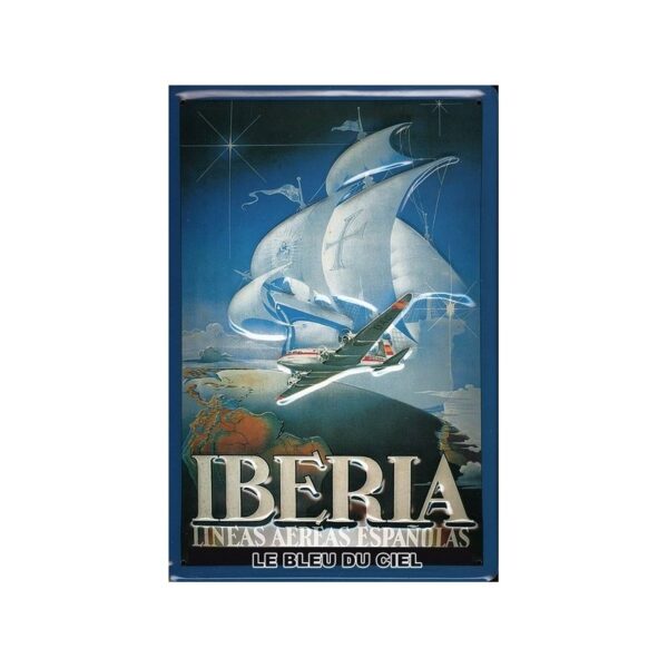 Plaque métal publicitaire 20x30cm bombée en relief : IBERIA.