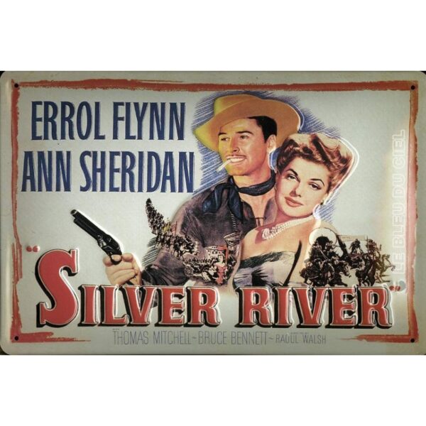 Plaque métal publicitaire 20x30cm bombée relief : SILVER RIVER