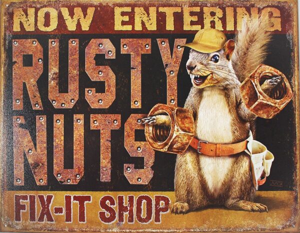 Plaque métal publicitaire 30x40cm plate : RUSTY NUTS. – Image 2